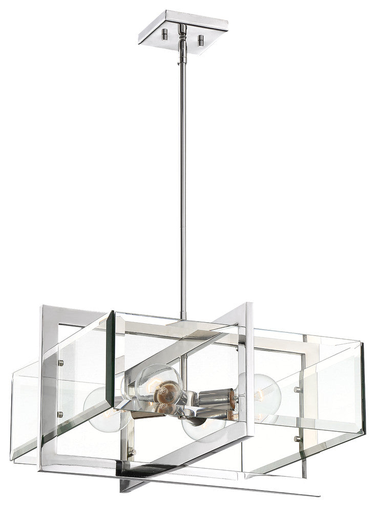 Ethan 4 Light Pendant, Polished Nickel