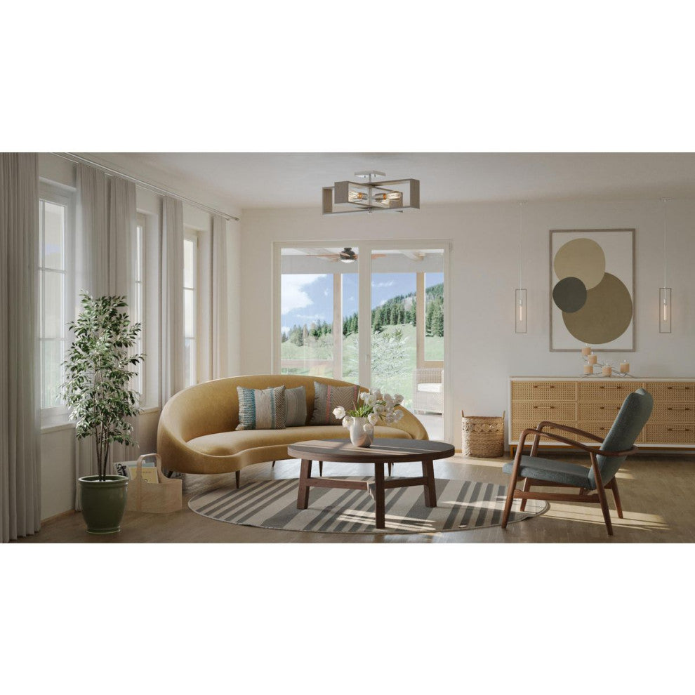 Boundary Collection 24" 4-Lt Semi-Flush Mount Light, Brushed Nickel