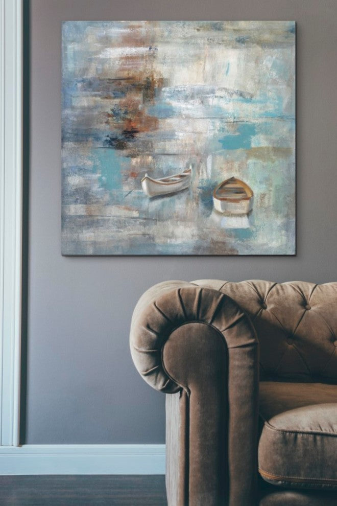 Epic Graffiti "Calm Sea" by Silvia Vassileva, Giclee Canvas Wall Art, 37"x37"