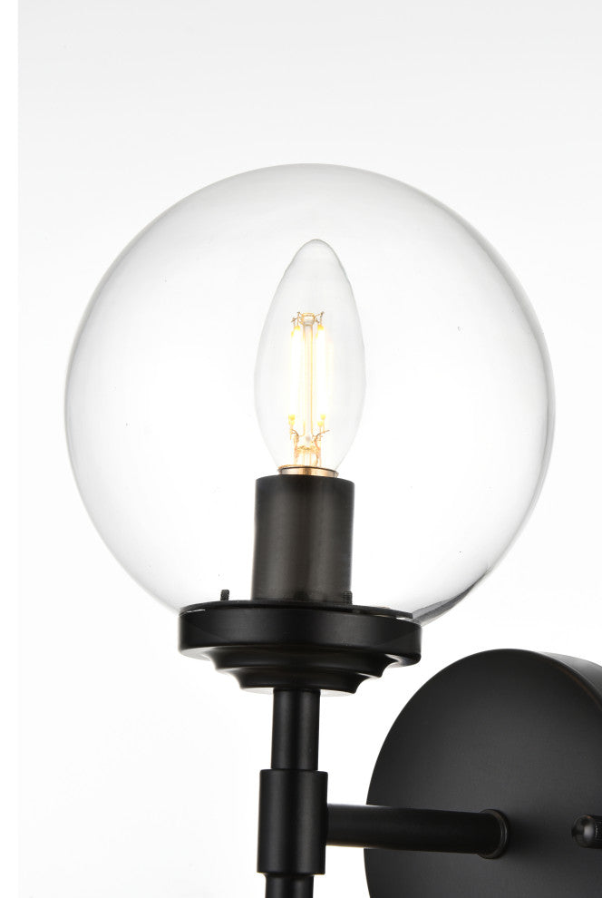 1 Light Black And Clear Bath Sconce