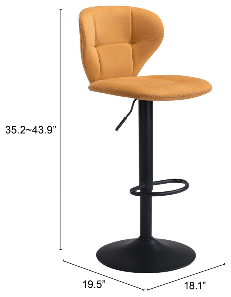 Bar Stool Chair Barstool, Steel Metal, Fabric, Yellow, Black, Cafe Bistro