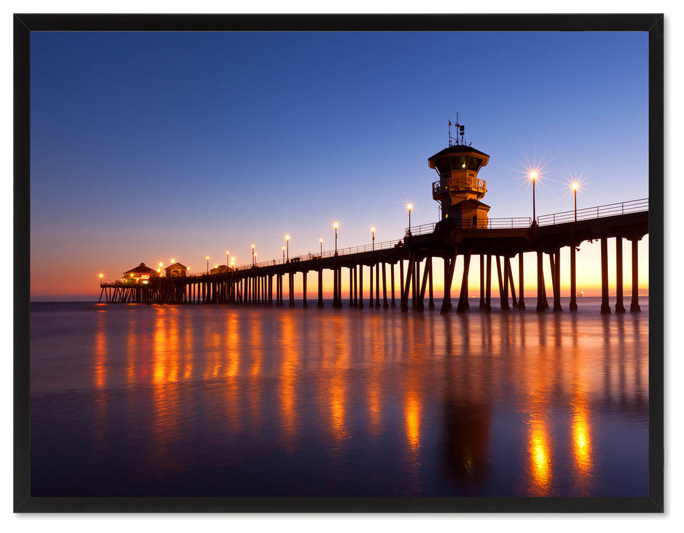 Huntington Beach California Orange Landscape Photo Canvas Print, Framed, 13"x17"