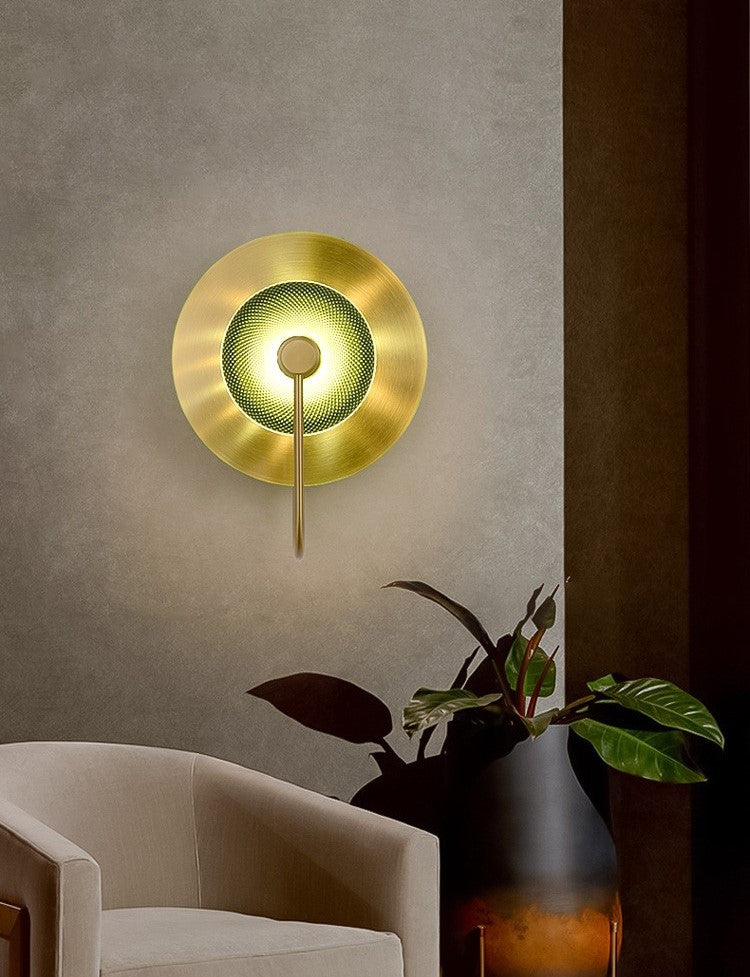 Albacete | Modern LED Industrial Style Wall Lamp, Gold + Green, 1 Light