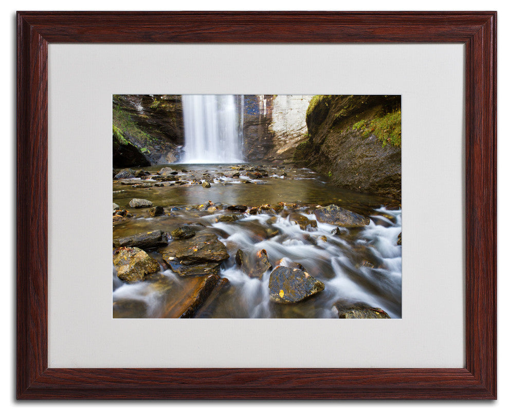 'Looking Glass Falls' Matted Framed Canvas Art by Pierre Leclerc