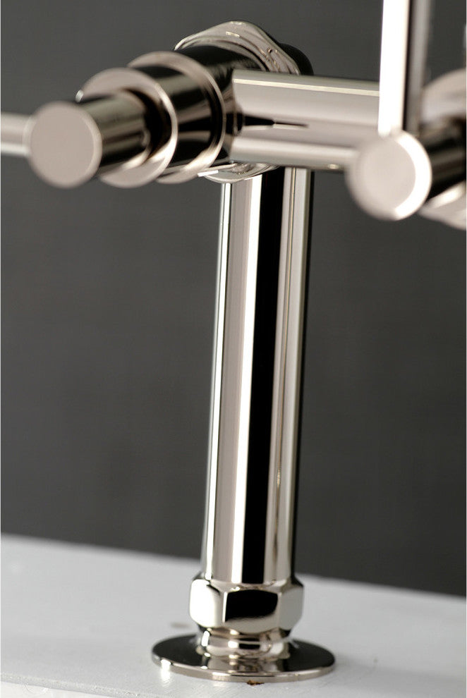 Aqua Vintage 7" Deck Mount Clawfoot Tub Faucet, Polished Nickel