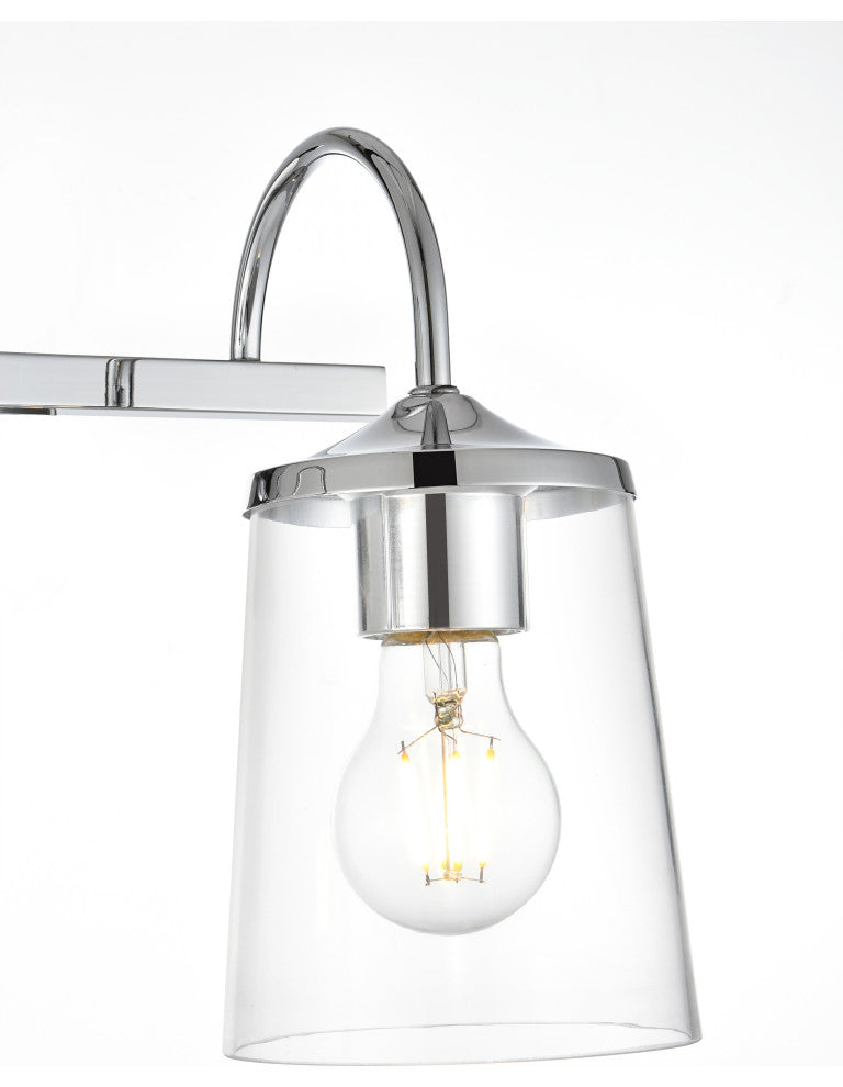 3 Light Chrome And Clear Bath Sconce