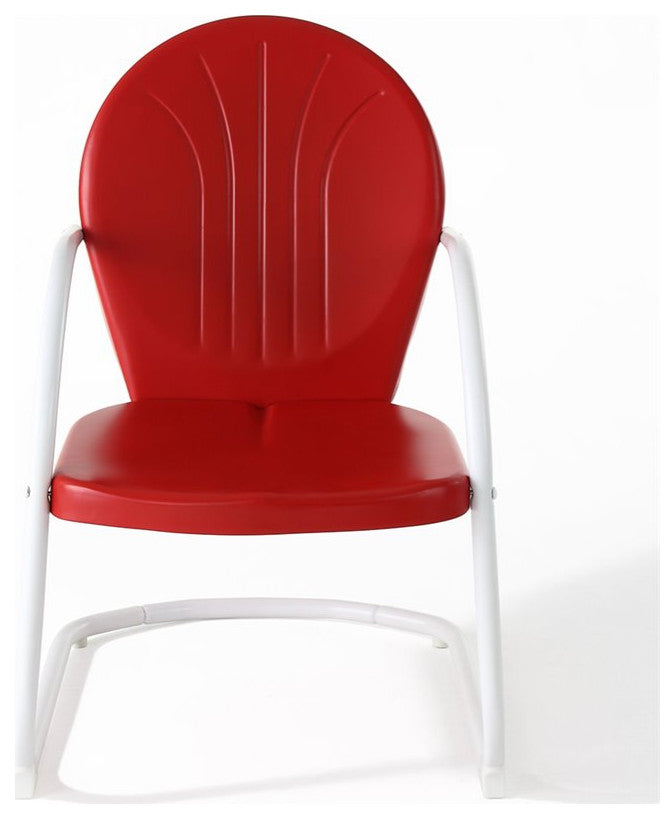 Crosley Furniture Griffith Metal Patio Chair in Bright Red Gloss