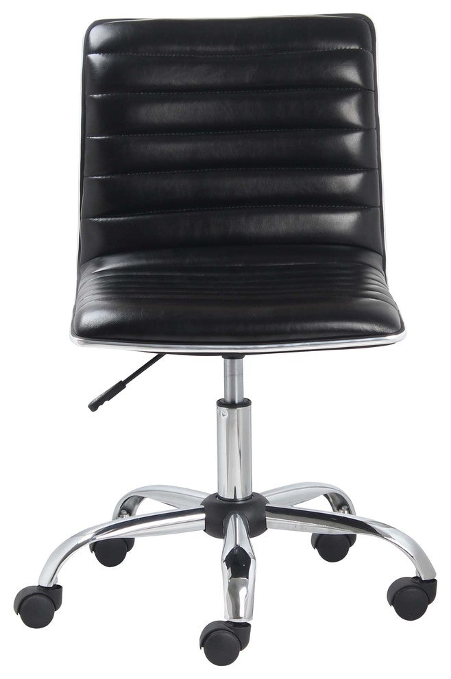 Filipe Low-Back Armless Office Chair, Black and Chrome
