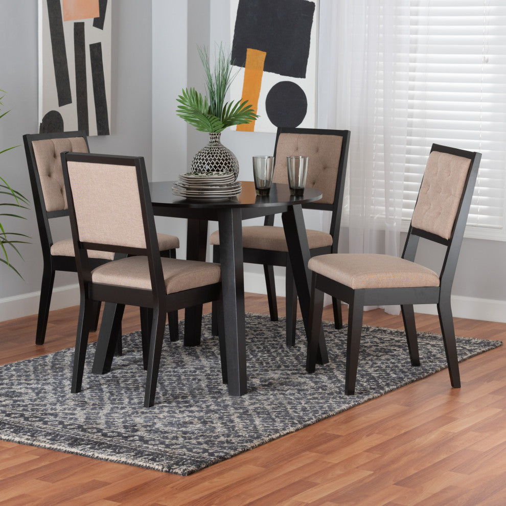 Rut Beige Fabric 5-Piece Dining Set