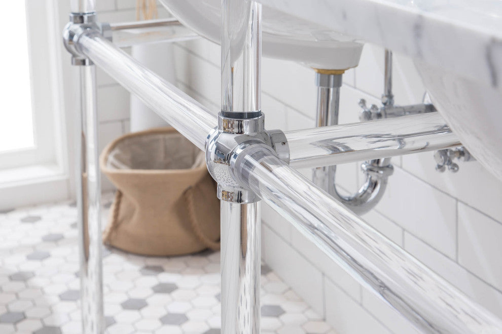 Embassy 60" Double Wash Stand, P-Trap, Countertop With Basin, Faucet, Mirror