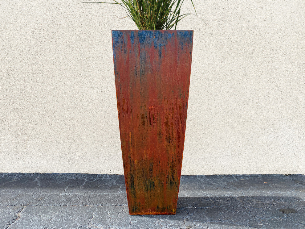 Steel Radius Tapered Planter, Corten, X-Large