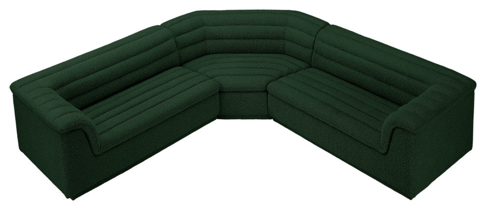 Cascade Upholstered Modular Sofa, Green, Boucle Fabric, Corner Sectional