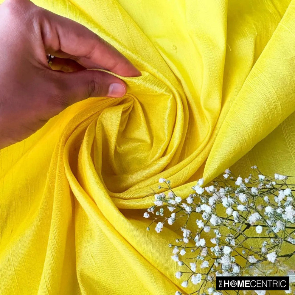 Bright Yellow Silk Dupioni Fabric By The Yard, 6 Yards For Curtain, Dress