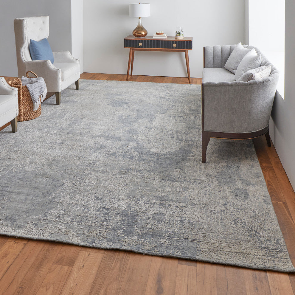 Kinton Modern Abstract, Silver/Gray, 10'x14' Area Rug