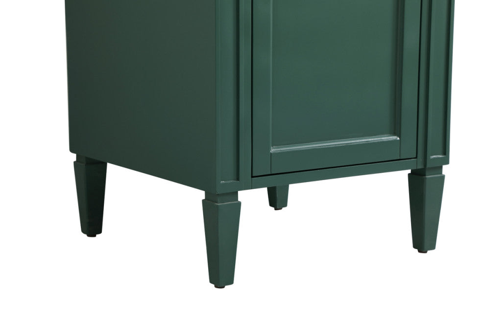 Home Living Vanity with Carrara White Marble Countertop, Green, 21", Single Sink