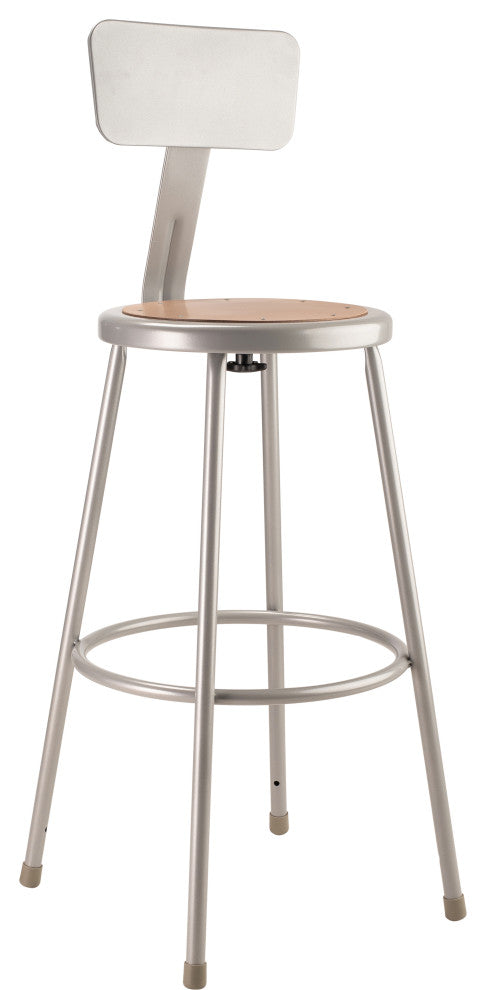 NPS 30"Heavy Duty Steel Stool With Backrest, Grey