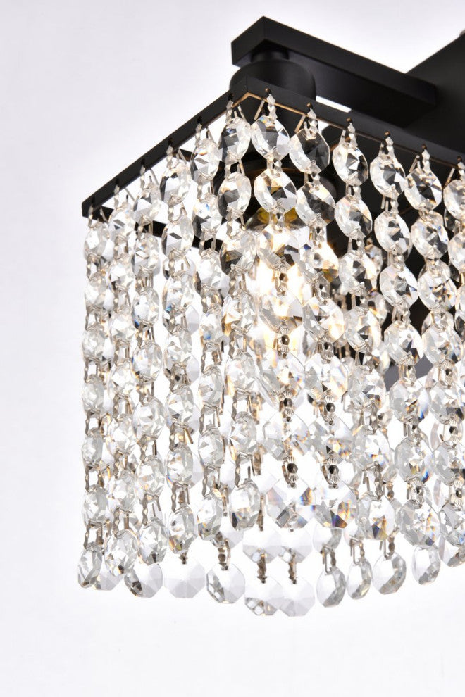Phillip 1-Light Bath Sconce, Black With Clear Crystals