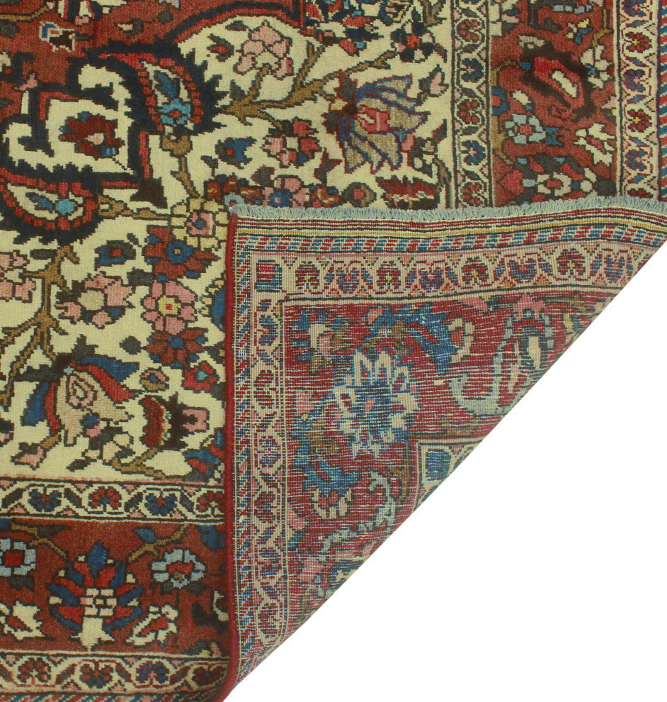 Fine Vintage Distressed Aden Burgundy/Ivory Rug, 6'8 x 9'10