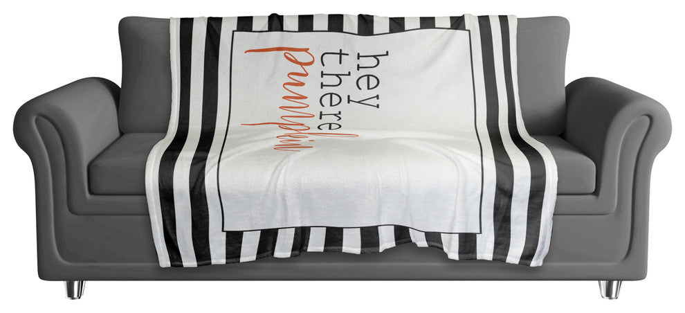 Hey There Pumpkin Stripes Fleece Blanket
