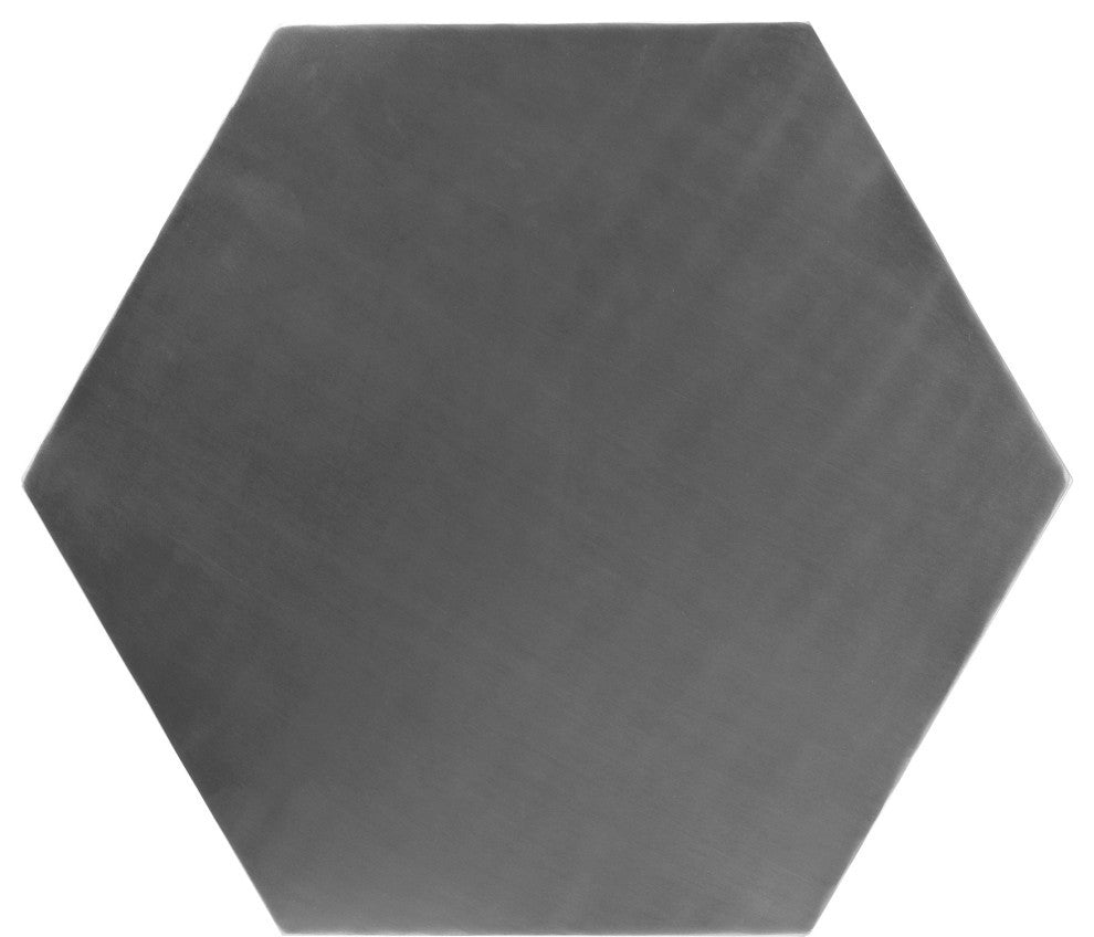 Hexagon Durable Iron End Table, Brushed Chrome