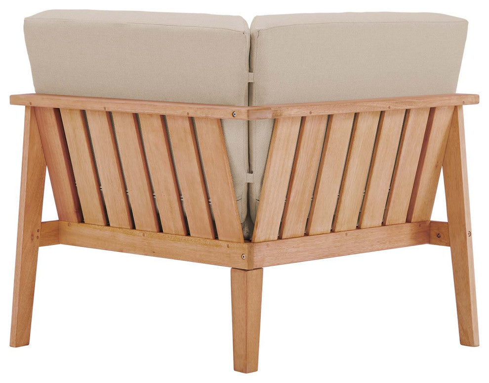 Lounge Chair, Wood, Brown Natural Taupe Gray, Modern, Outdoor Patio Cafe Bistro