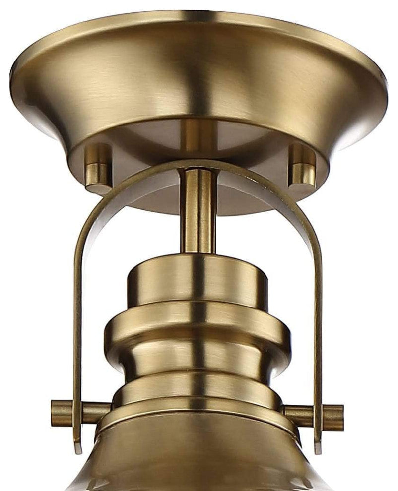 Industrial Ceiling Light Dome Antique Glass Semi Flush Mount Ceiling Lamp