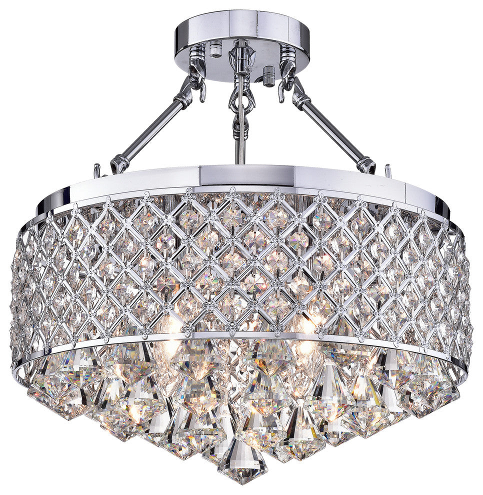 Viola Finish Crystal 15" Semi Flush Lamp, Chrome