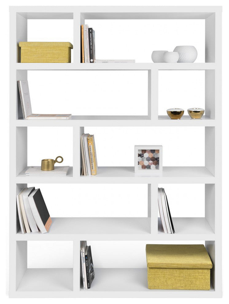 Contemporary Large High Modular Book Shelf, Pure White