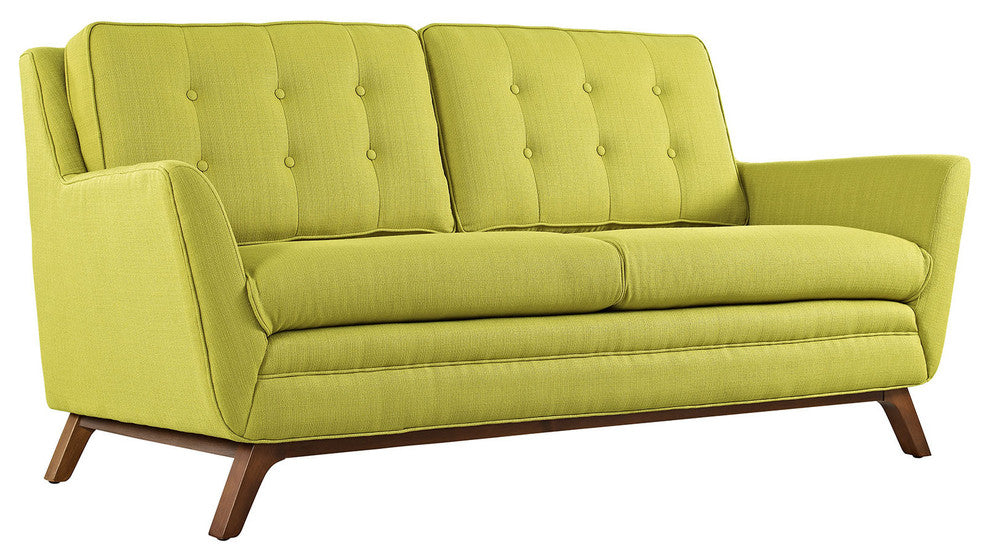 Beguile Upholstered Fabric Loveseat, Wheatgrass