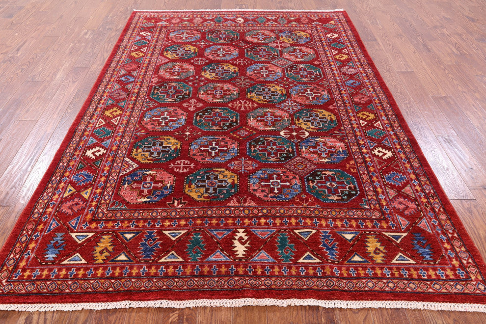 6' 6" X 9' 5" Hand-Knotted Bokhara Wool Rug Q11266
