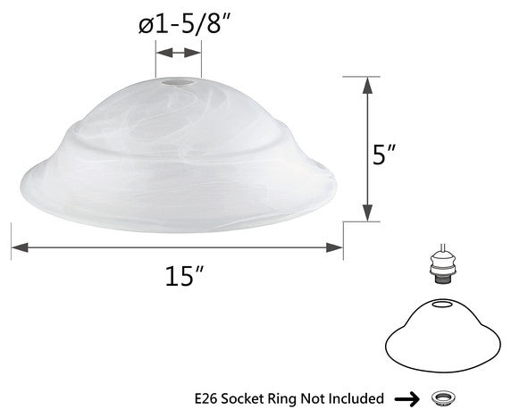 23502-01 Replacement Etched Alabaster Torchiere Lamp Glass(42mm) Shade