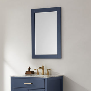 Ivy Rectangular Bathroom Wood Framed Wall Mirror, Blue, 24"