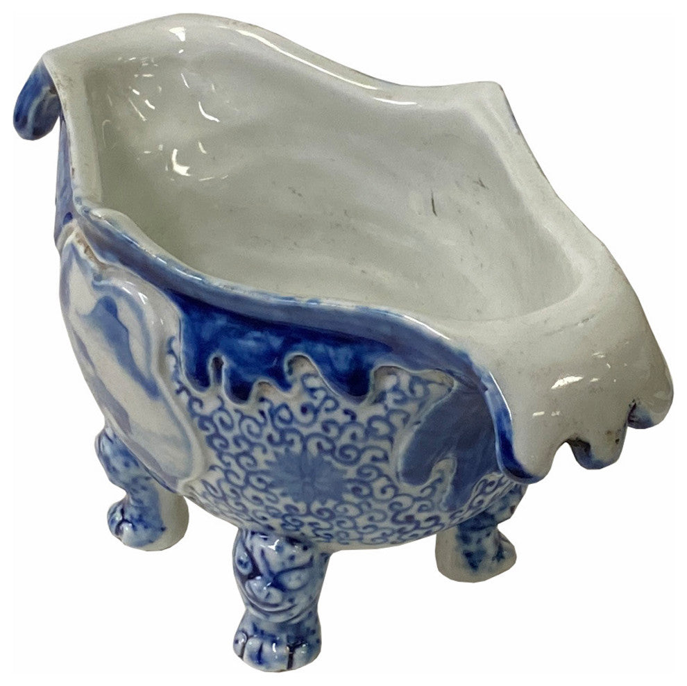 Chinese Oriental Blue Off White Porcelain Graphic Container Planter Hws1793