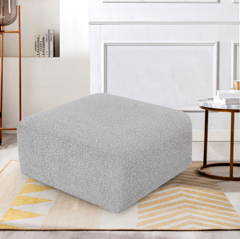Arc Upholstered Modular Component, Gray, 1-Piece: Ottoman, Boucle Fabric