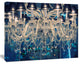 Blue Vintage Crystal Chandelier, Flower Artwork on Canvas, 20"x12"