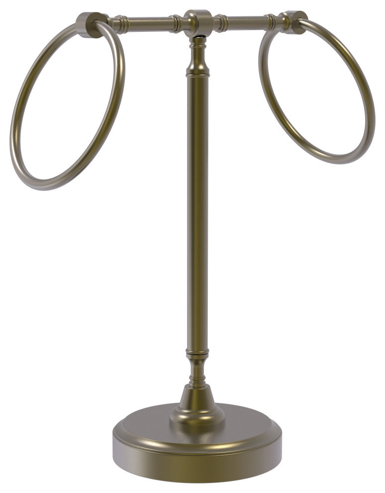 Vanity Top 2 Towel Ring Guest Towel Holder, Antique Brass