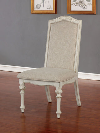 Set of 2 Padded Side Chairs, Antique White