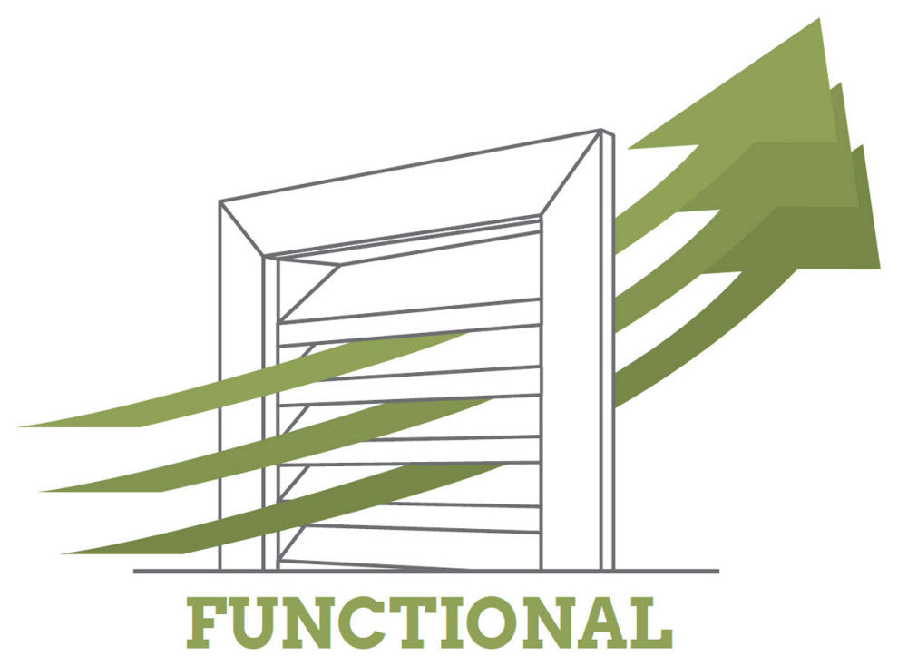 16"W x 36"H Vertical Gable Vent Louver, Functional