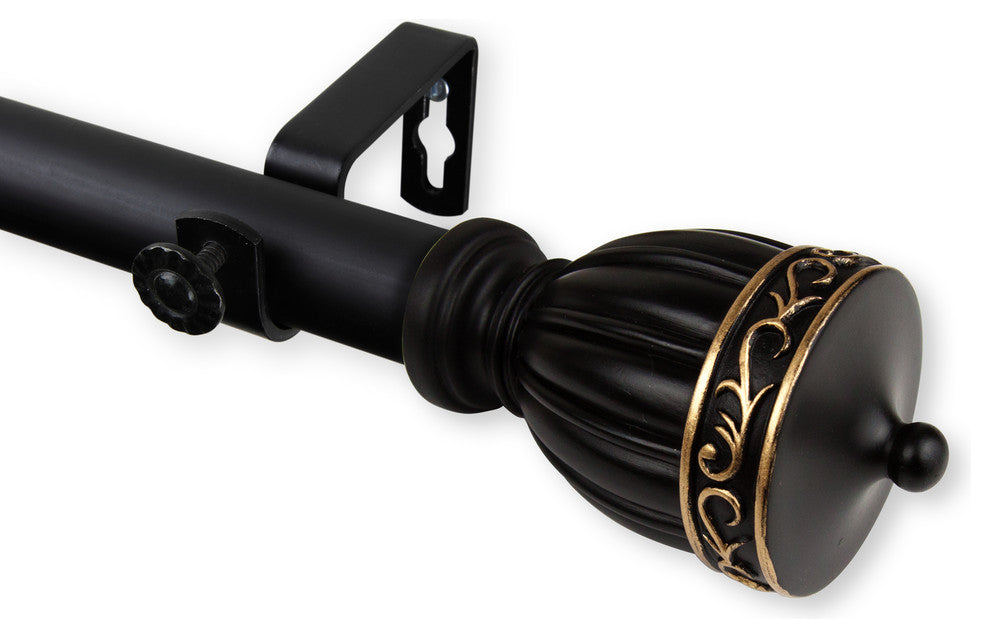 Kingsman 1" Curtain Rod, Black, 28"-48"