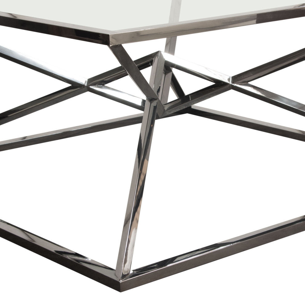 Aria Square Cocktail Table wiith Metal Base, Black