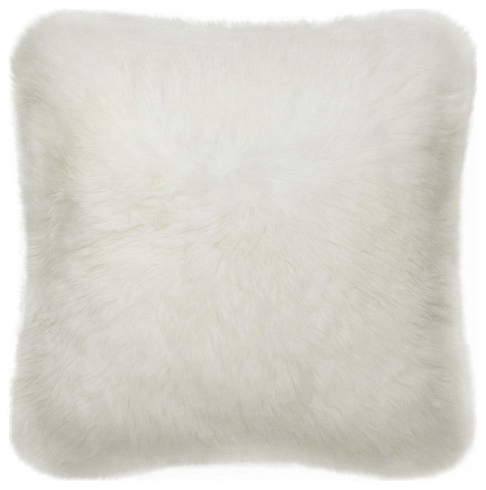 Classic Sheepskin Double-Sided Pillow, Natural Ivory, 18"x18"