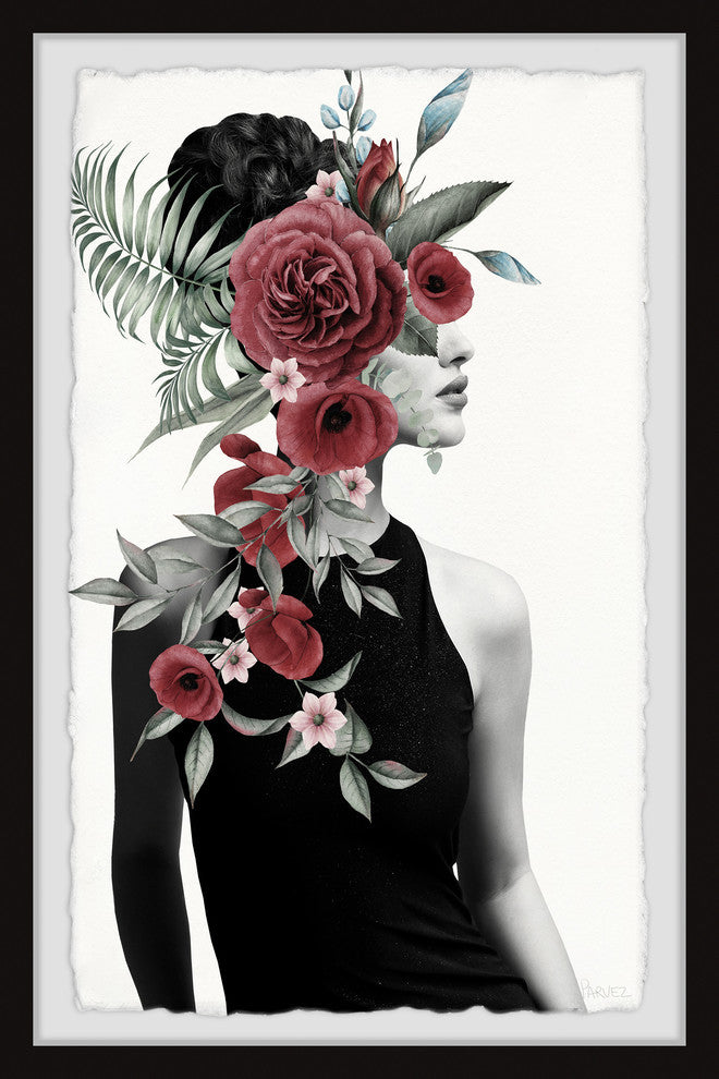 "Red Blooms" Framed Painting Print, 12"x18"