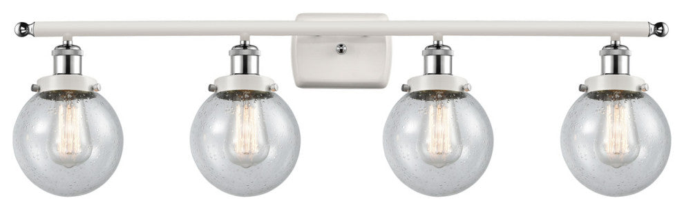 Innovations 916-4W-WPC-G204-6 4-Light Vanity Light, White, Polished Chrome