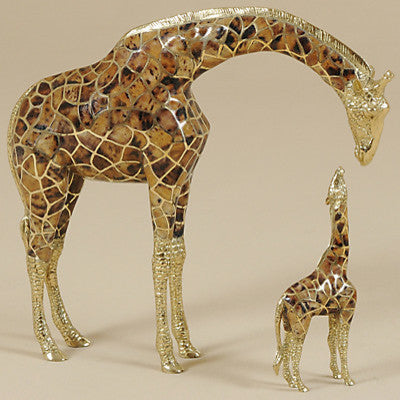 Polished Finished Brass Giraffes 2 Piece Figurine Set