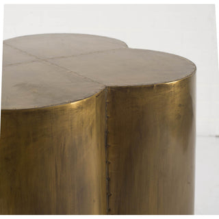 HomeRoots Antiqued Brass and Clad Wooden Accent Table With Flower Top