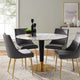 47" Dining Table, Round, White Gold, Metal, Modern Cafe Bistro Hospitality