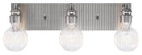 Edge 3-Light Bath Bar, Brushed Nickel Finish, Ribbed Clear LED Bulbs