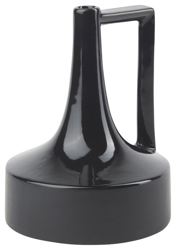 Burton 8.3H Small Glossy Black Ceramic Jug Vase