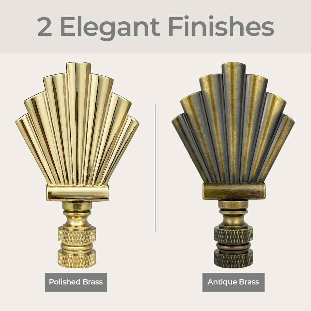 Royal Designs Art Deco Motif Finial, Polished Brass, Antique Brass, Single