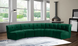 Limitless Velvet Upholstered 5-Piece Modular Sectional, Green